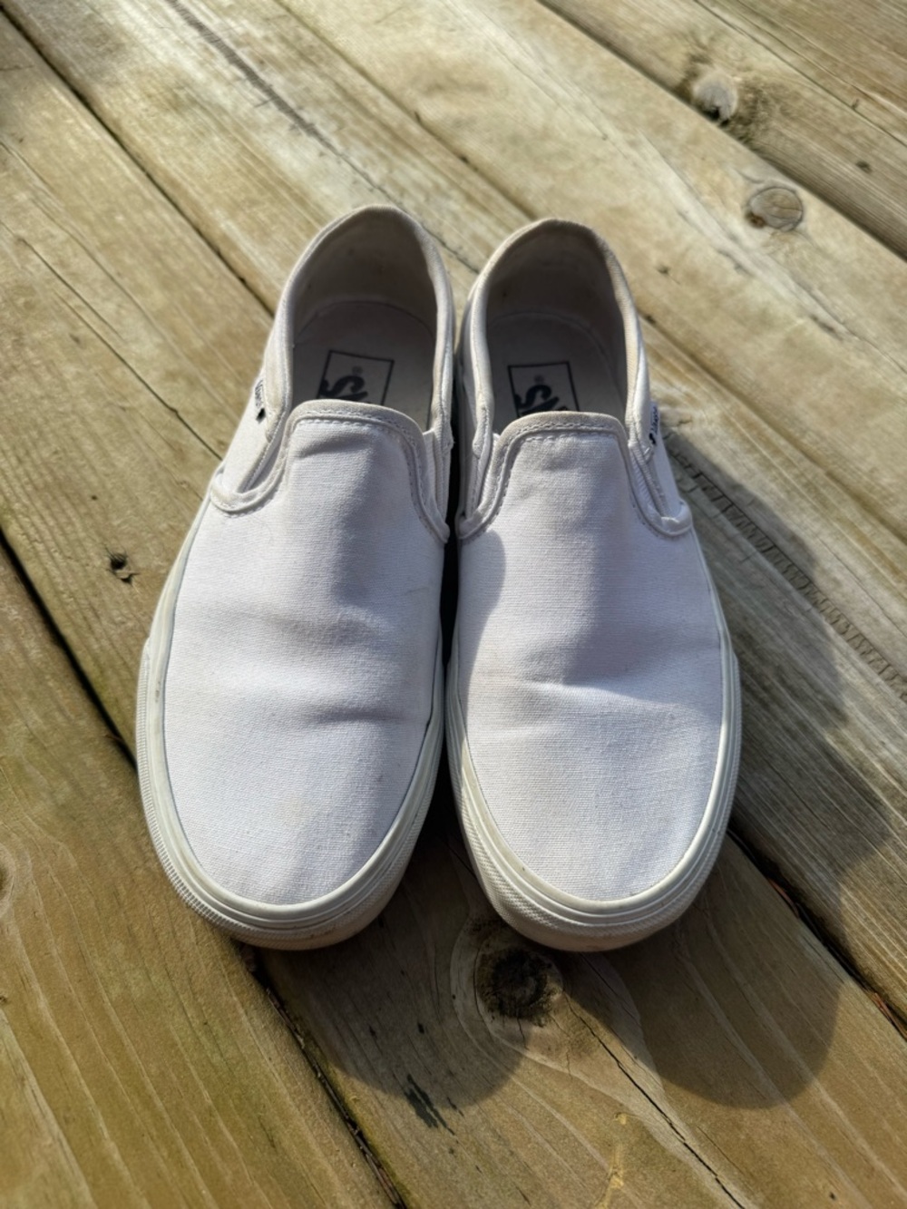 Women’s White Vans Canvas Slip-On Sneakers - Size 6.5 - Picture 2 of 8